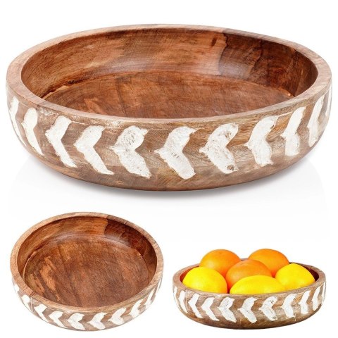 Miska Stołowa Drewniana do Podawania Serwowania na Owoce ORION 24 cm, 1,3 l