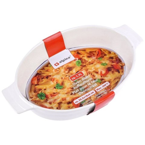 Naczynie Żaroodporne do Zapiekania Ceramiczne Białe ALPINA 31,5x19,5x6 cm