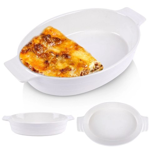 Naczynie Żaroodporne do Zapiekania Ceramiczne Białe ALPINA 31,5x19,5x6 cm