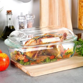 Naczynie Żaroodporne do Zapiekania z Pokrywką Szklane Solidne VILDE 3+1,5 L