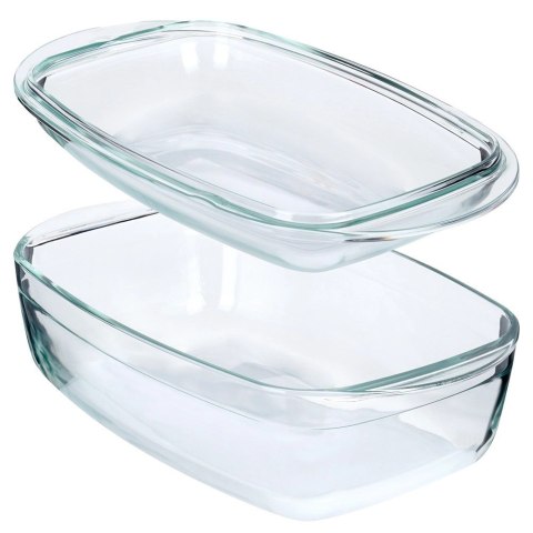 Naczynie Żaroodporne do Zapiekania z Pokrywką Szklane Solidne VILDE 3+1,5 L
