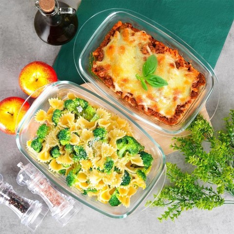 Naczynie Żaroodporne do Zapiekania z Pokrywką Szklane Solidne VILDE 3+1,5 L