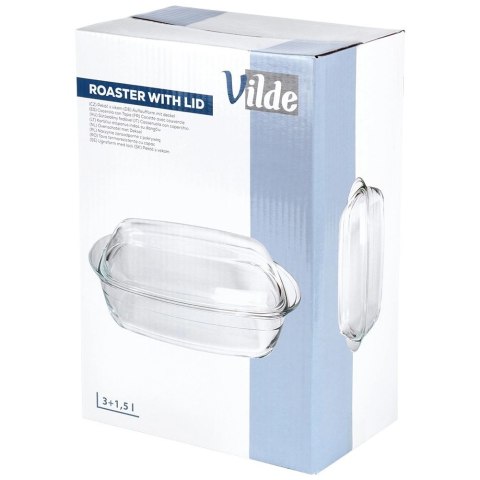 Naczynie Żaroodporne do Zapiekania z Pokrywką Szklane Solidne VILDE 3+1,5 L