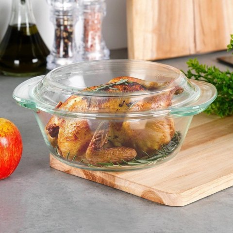 Naczynie Żaroodporne z Pokrywką do Pieczenia Szklane Małe VILDE 1,4l+430ml