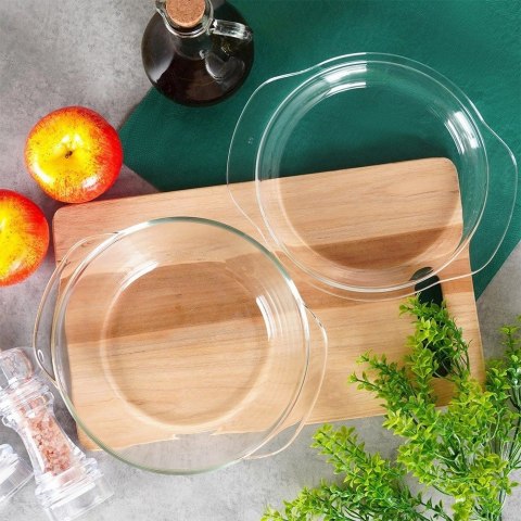 Naczynie Żaroodporne z Pokrywką do Pieczenia Szklane Małe VILDE 1,4l+430ml