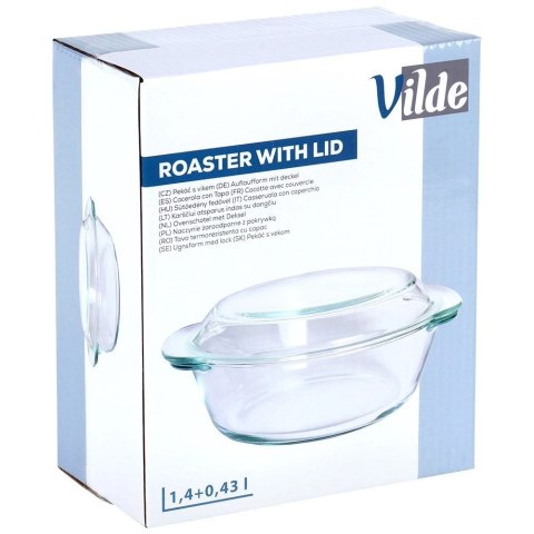 Naczynie Żaroodporne z Pokrywką do Pieczenia Szklane Małe VILDE 1,4l+430ml