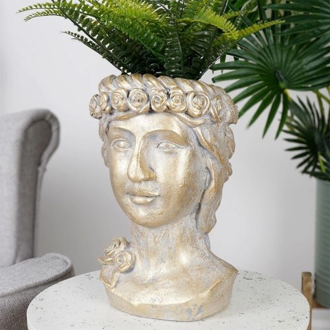 Osłonka na Doniczkę Złota Głowa Ozdobna Dekoracyjna VILDE 33 cm