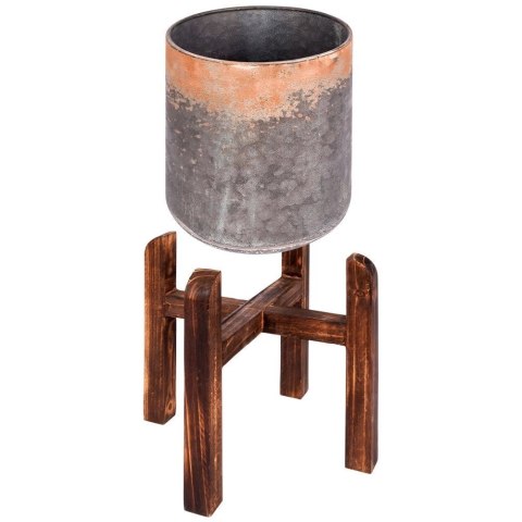 Osłonka na Doniczkę na Stojaku Stalowa Retro Dekoracyjna ORION 24 x 36 cm