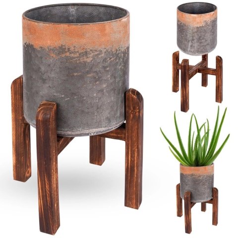 Osłonka na Doniczkę na Stojaku Stalowa Retro Dekoracyjna ORION 24 x 36 cm