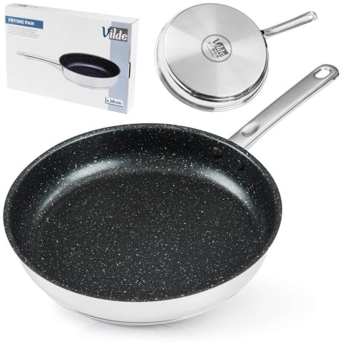 Patelnia Indukcja Gaz Stalowa Granitowa Nieprzywierająca Solidna VILDE 28cm