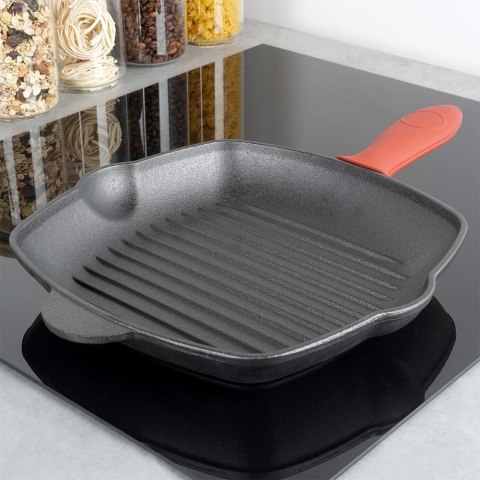 Patelnia Indukcja Gaz do Grillowania Żeliwna Kwadratowa VILDE 28 x 28 cm