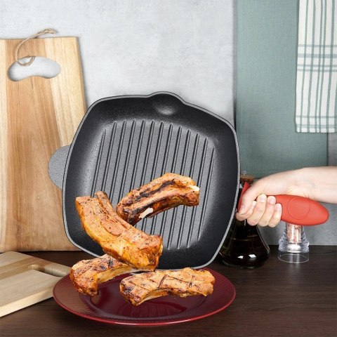Patelnia Indukcja Gaz do Grillowania Żeliwna Kwadratowa VILDE 28 x 28 cm