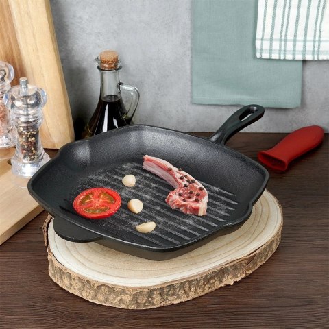 Patelnia Indukcja Gaz do Grillowania Żeliwna Kwadratowa VILDE 28 x 28 cm