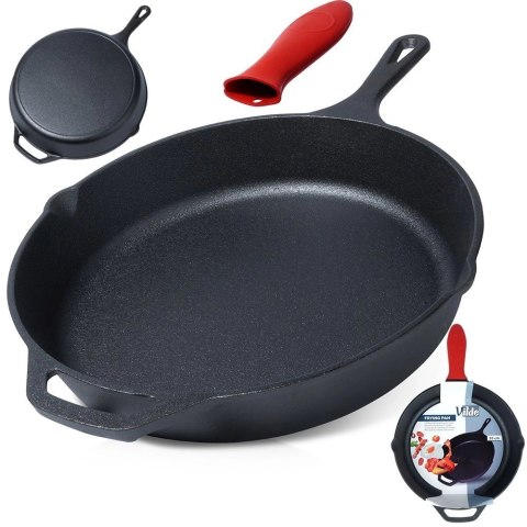 Patelnia Indukcja Gaz do Grillowania Żeliwna Solidna Trwała VILDE 28x28 cm