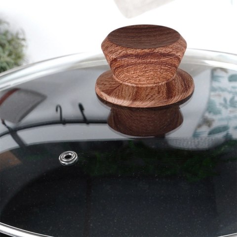Patelnia Indukcja ze Szklaną Pokrywką Granitowa Nieprzywierająca VILDE 28cm