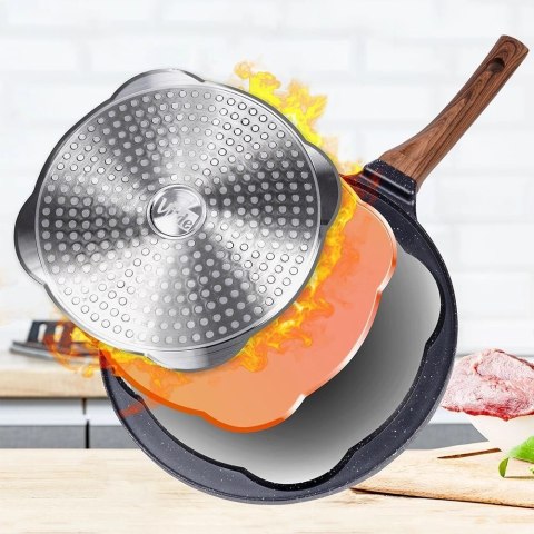 Patelnia do Jajek Placków Pancakes Granitowa 4 Otwory Solidna VILDE 26 cm