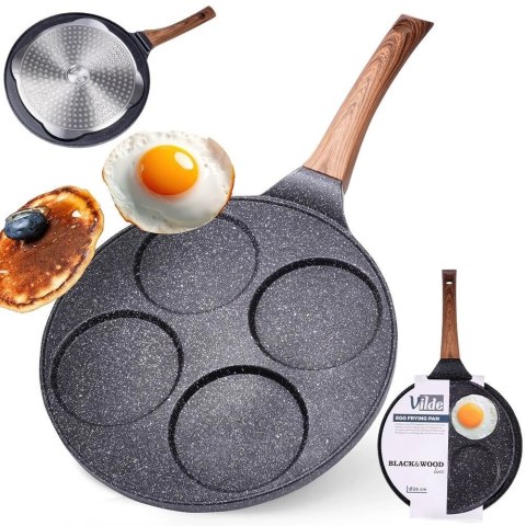 Patelnia do Jajek Placków Pancakes Granitowa 4 Otwory Solidna VILDE 26 cm