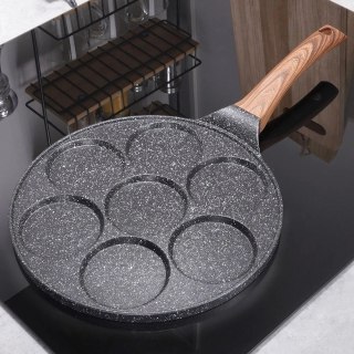 Patelnia do Jajek Placków Pancakes Granitowa 7 Otworów Solidna VILDE 26 cm
