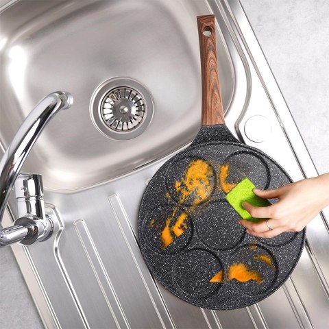 Patelnia do Jajek Placków Pancakes Granitowa 7 Otworów Solidna VILDE 26 cm