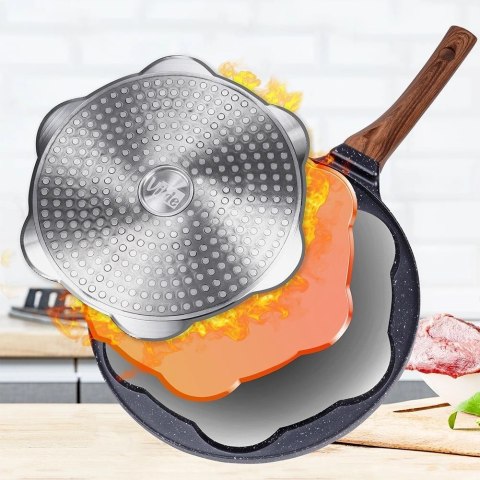 Patelnia do Jajek Placków Pancakes Granitowa 7 Otworów Solidna VILDE 26 cm