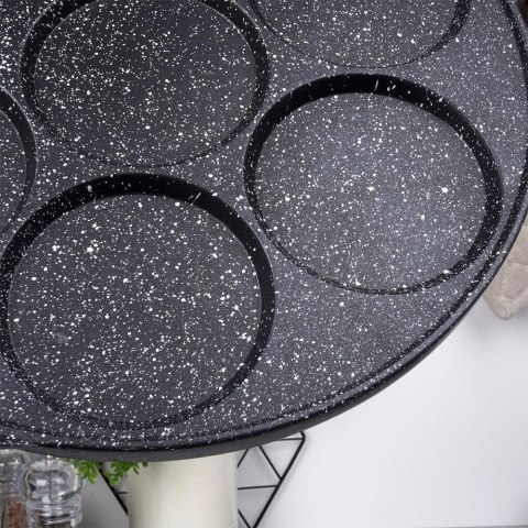 Patelnia do Jajek Placków Pancakes Granitowa 7 Otworów Solidna VILDE 26 cm