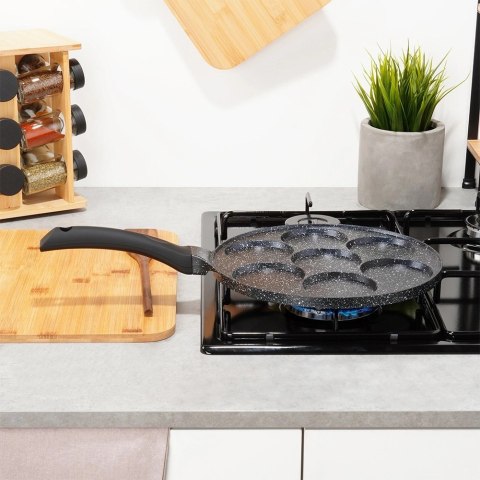 Patelnia do jajek granitowa 7 otworów BLACK LINE 26 cm