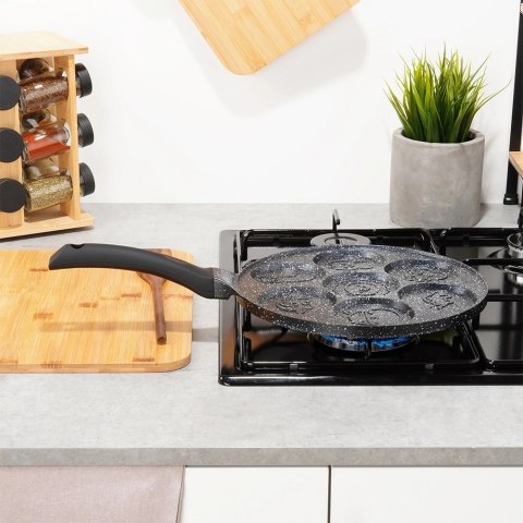 Patelnia do jajek granitowa 7 otworów BLACK LINE 26 cm