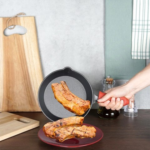 Patelnia na Gaz Indukcja Żeliwna z Nakładką Silikonową Solidna VILDE 20 cm