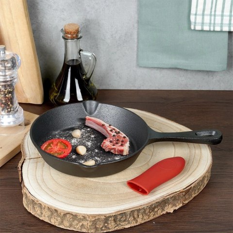 Patelnia na Gaz Indukcja Żeliwna z Nakładką Silikonową Solidna VILDE 20 cm