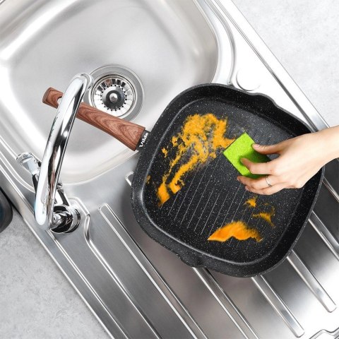 Patelnia na Gaz Indukcja do Grillowania Granitowa Kwadratowa VILDE 28x28 cm