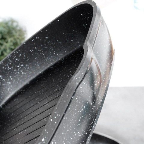 Patelnia na Gaz Indukcja do Grillowania Granitowa Kwadratowa VILDE 28x28 cm