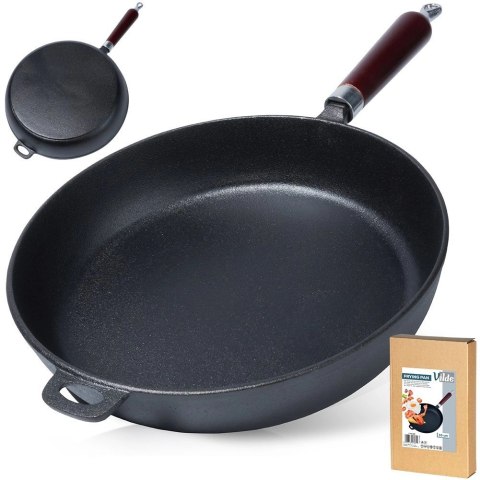 Patelnia Żeliwna Indukcja Gaz Grillowa na Ognisko Solidna Trwała VILDE 30cm