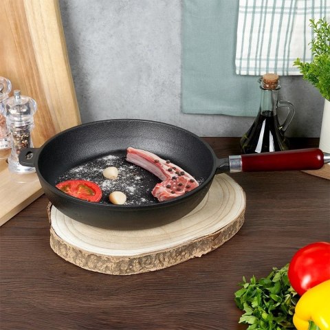 Patelnia Żeliwna do Smażenia Duszenia Gaz Indukcja Solidna VILDE 28 cm