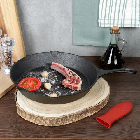 Patelnia na Gaz Indukcja Żeliwna z Nakładką Silikonową Solidna VILDE 30 cm