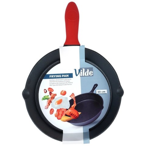Patelnia na Gaz Indukcja Żeliwna z Nakładką Silikonową Solidna VILDE 30 cm