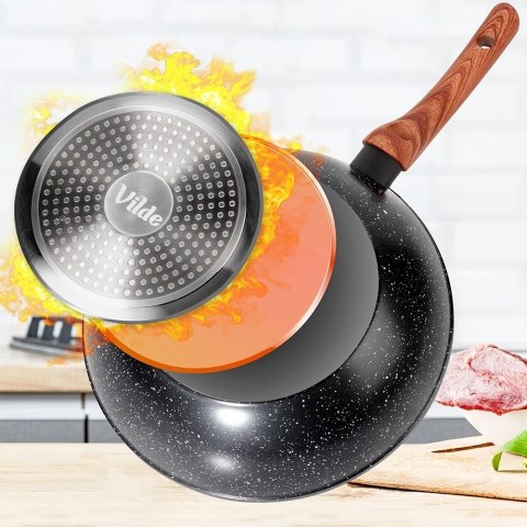 Patelnia wok granitowa BLACK&WOOD 28 cm
