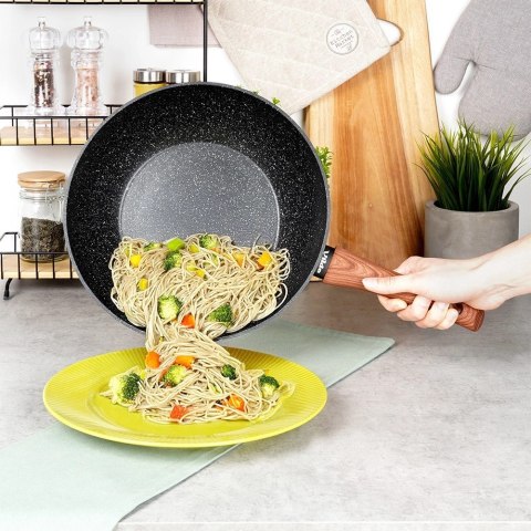Patelnia wok granitowa BLACK&WOOD 28 cm