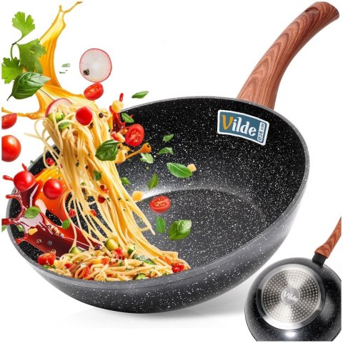 Patelnia wok granitowa BLACK&WOOD 28 cm
