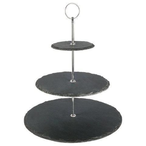 Patera Kamienna Czarna 3-piętrowa EXCELLENT HOUSEWARE 31 cm