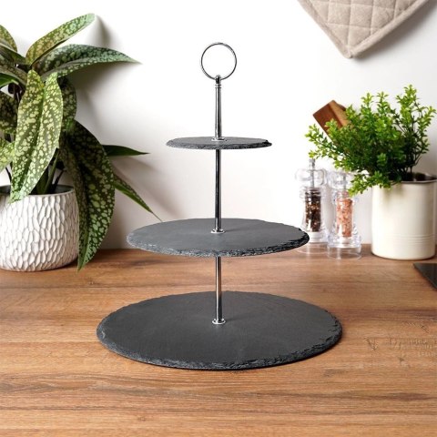 Patera Kamienna Czarna 3-piętrowa EXCELLENT HOUSEWARE 31 cm