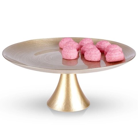 Patera Ozdobna Dekoracyjna na Tort Szklana Złota na Nóżce VILDE 28 cm