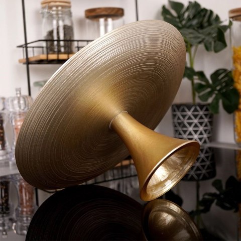 Patera Ozdobna Dekoracyjna na Tort Szklana Złota na Nóżce VILDE 28 cm