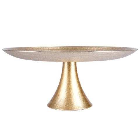 Patera Ozdobna Dekoracyjna na Tort Szklana Złota na Nóżce VILDE 28 cm