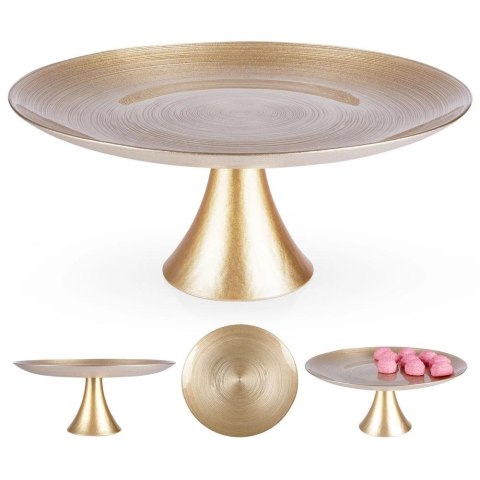 Patera Ozdobna Dekoracyjna na Tort Szklana Złota na Nóżce VILDE 28 cm