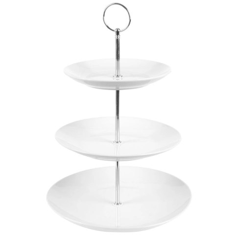 Patera Porcelanowa Biała 3-piętrowa 35 cm