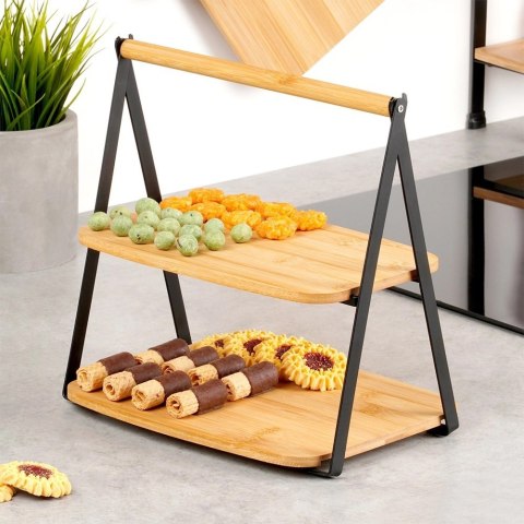 Patera bambusowa 2-piętrowa 28x20x27,5 cm