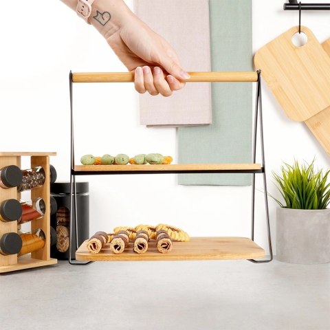 Patera bambusowa 2-piętrowa 28x20x27,5 cm