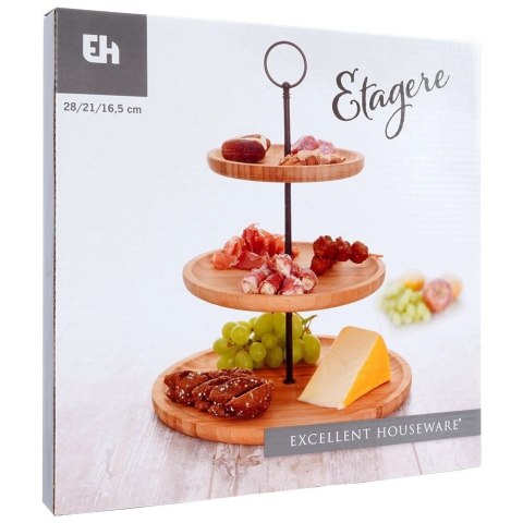 Patera do Serwowania Dekoracyjna Bambusowa Drewniana 3-Piętrowa ORION 35 cm