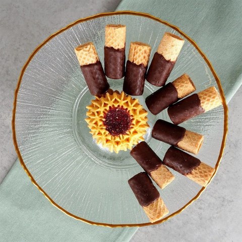 Patera na Nóżce Szklana Dekoracyjna na Tort Ciasta Ciasteczka ORION 21 cm