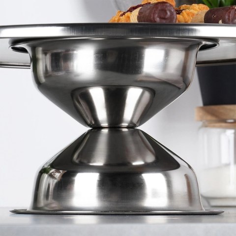 Patera na Tort Ciasto Stalowa na Nóżce Ozdobna ORION 33 cm